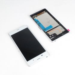 Touch screen and LCD screen assembled on white chassis without logo for Sony Xperia Z3 L55t D6603, D6633, D6643, D6653, D6616